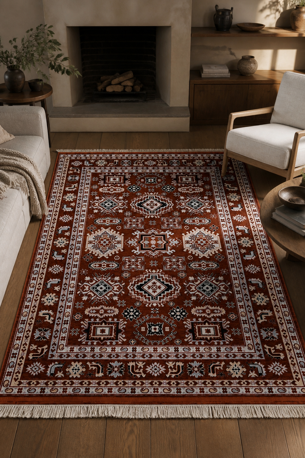 Vesta Otantik Kilim Kaymaz Tabanlı Robot Süpürgeye Uyumlu Hali