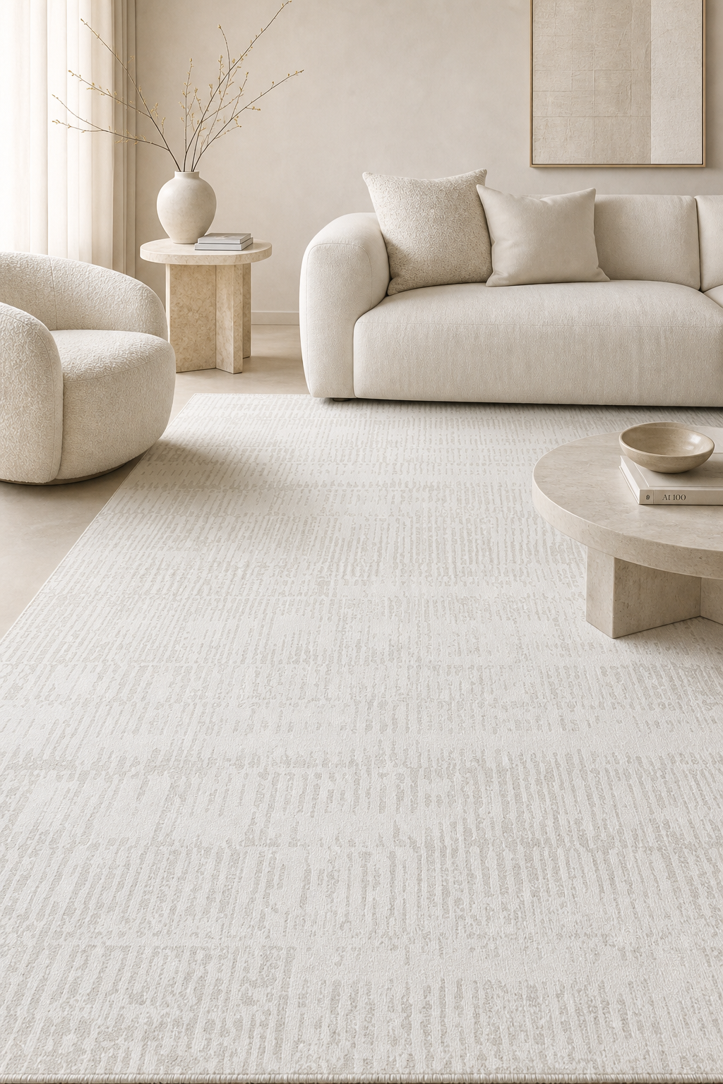 LUXORAMA Krem Vizon Özel Ölçü Salon ve Koridor Halısı