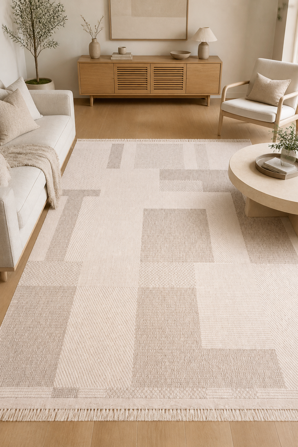 Elara Vizon Modern Sisal Görünümlü Kaymaz Taban Halı