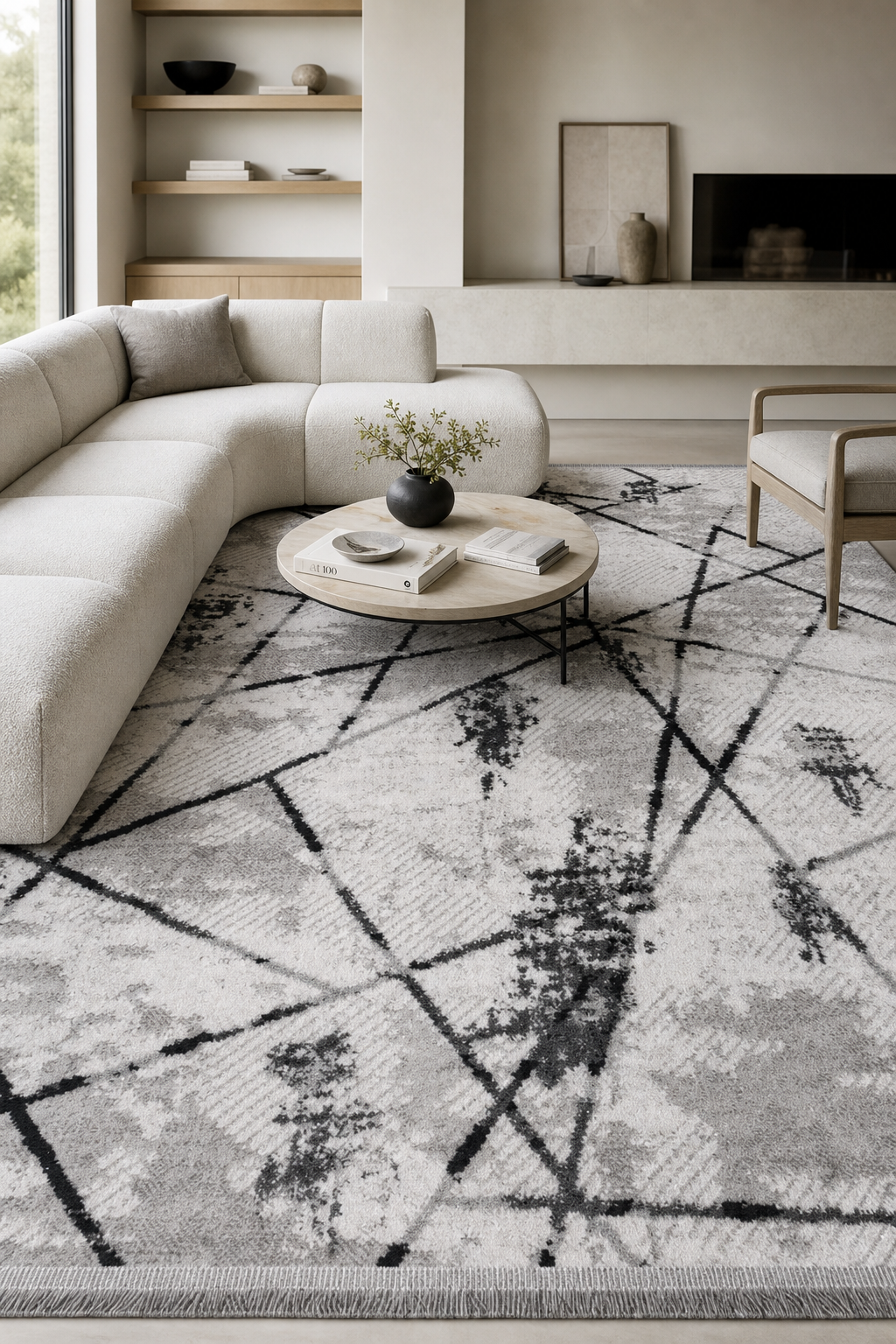 LUXORAMA Krem/Antrasit Makine Halısı