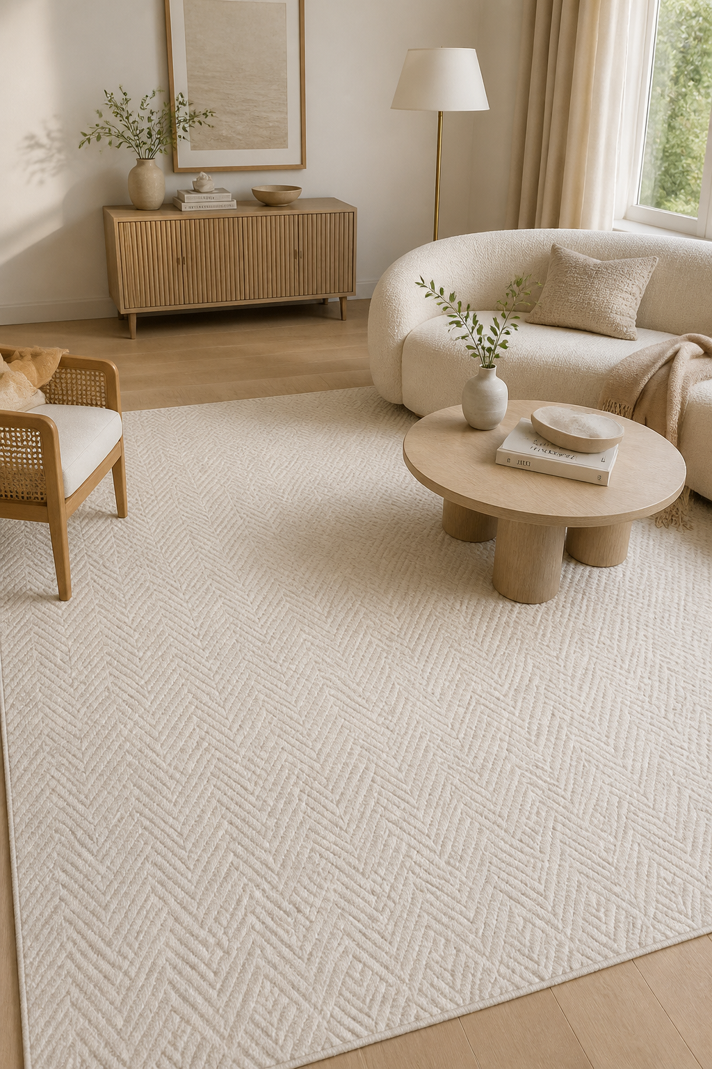 NOVAX Beyaz Modern Yıkanabilir Kaymaz Tabanlı Salon Halısı