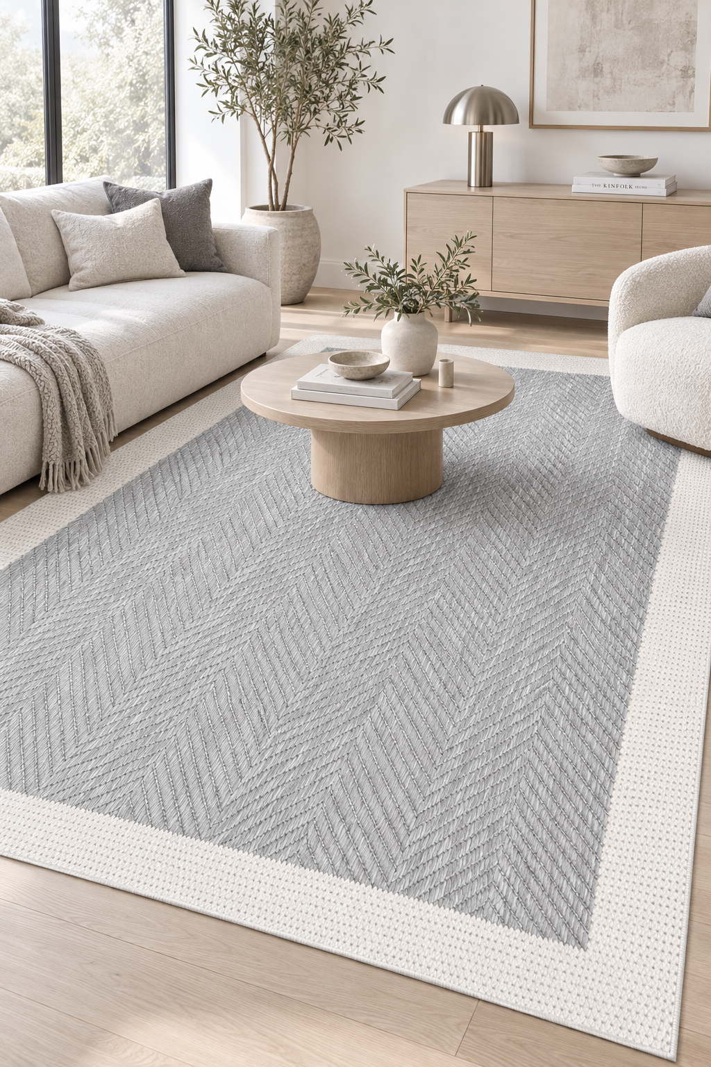 Vatra Gri Ekru Sisal Tarzı Robot Süpürge Uyumlu Modern Halı