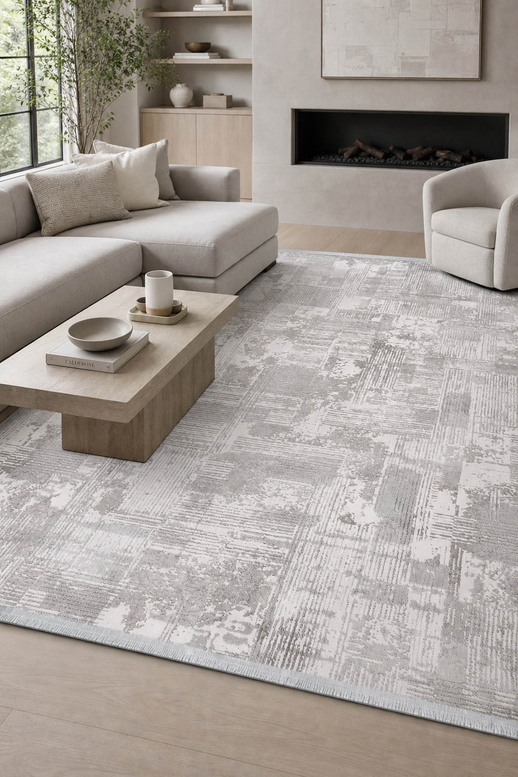 LUXORAMA Gri/Krem Makine Halısı