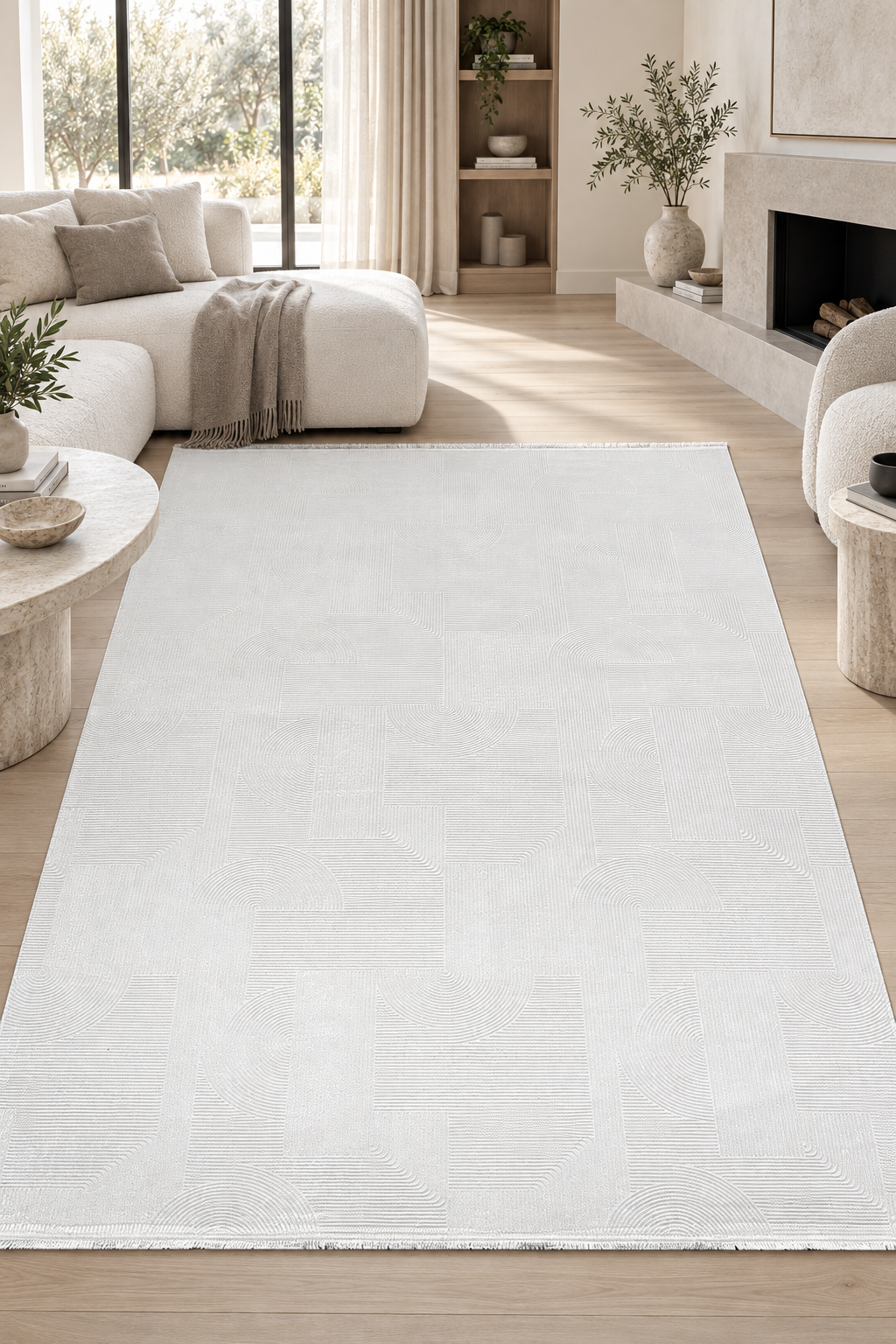 Enzima Salon, Yatak Odası Modern Çizgili Kolay Temizlenebilir Halı - 1